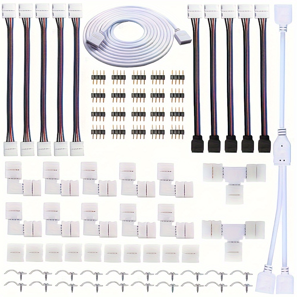 

74- Led Strip Kit - 4 Pin 10mm Clamps, Non-solder Plastic Multifunctional For Strip To Strip & , No Required