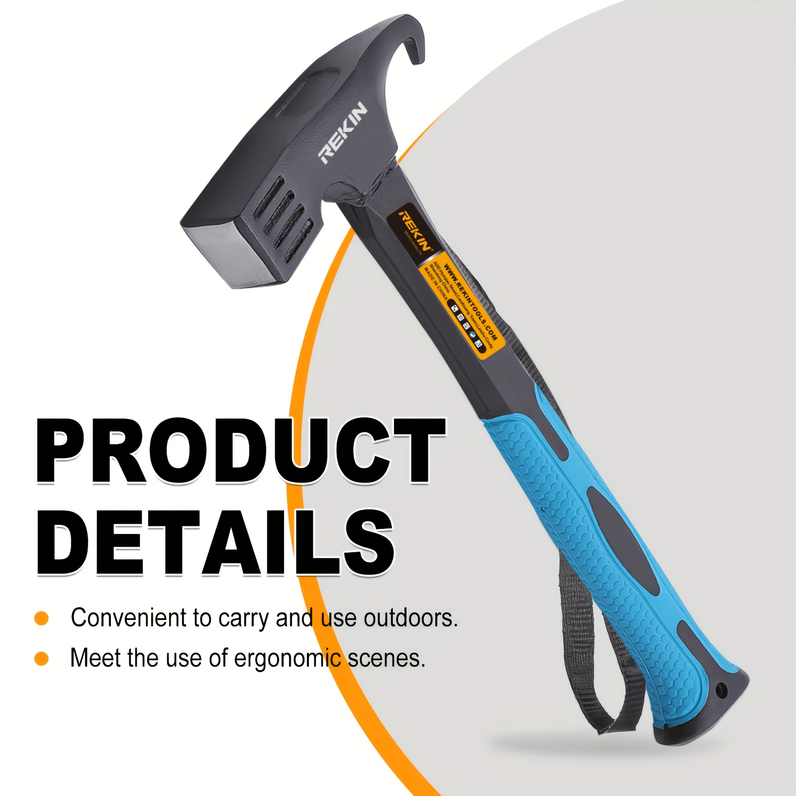 Tacoma Tent Peg Hammer, With Tent Peg Remover Hammer, Blue, Orange, Red, Tpr For Comfortable Grip, Surface Plastic Spraying Treatment, Easy To Carry, Suitable For Outdoor Adventure, Camping