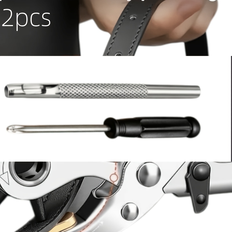 TEMU Set pezzi perforatrice (1 utensile perforante + 1 cacciavite) pinza perforatrice per pelle per uso �� Adatta per cinture, progetti di cucito e