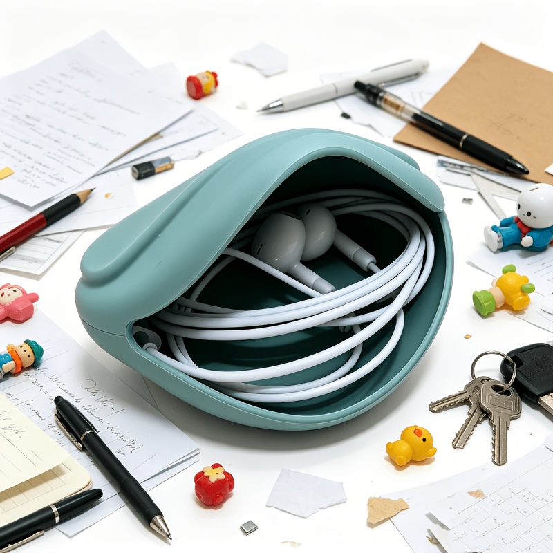 TEMU Paquete Combinado - Auriculares In-Ear con Cable Tipo-C y Control de Volumen, Combinados con Caja de Almacenamiento Portátil de Silicona para