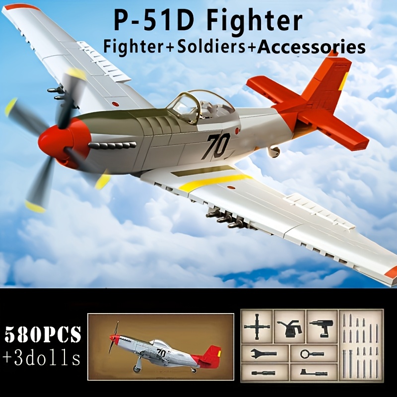 580pcs Classic P-51D Fighter Aircraft Building Block Model