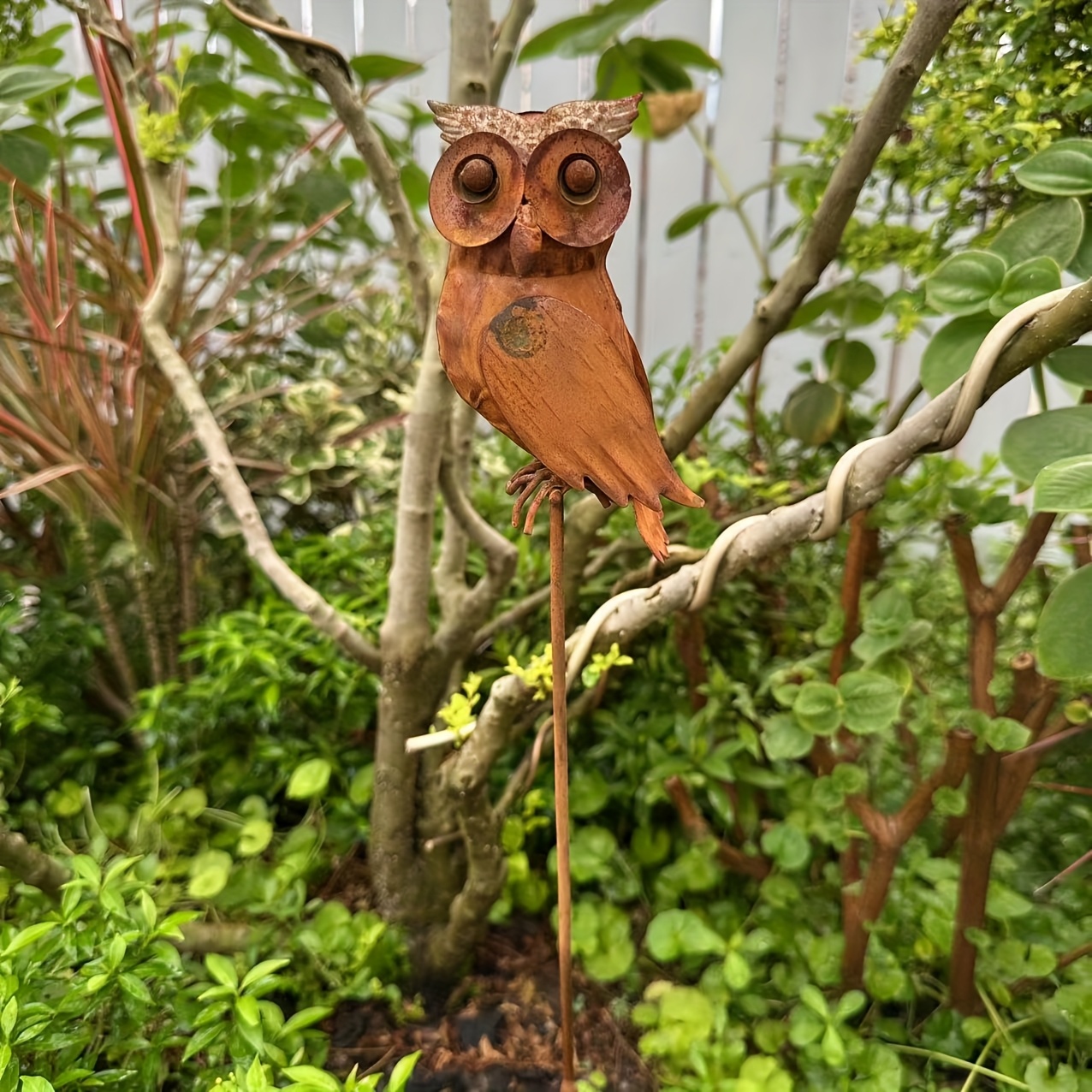 Image of 【3d】 [3d] A Rusty Owl, Metal Garden Decoration Plug-in, Suitable For Garden Decoration, Rustic , Natural To Outdoor Spaces