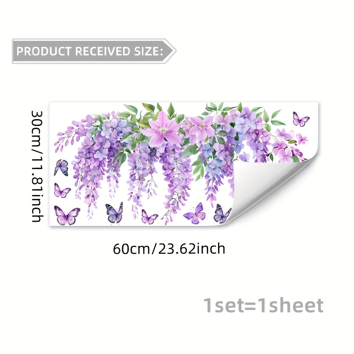 Image of 1pc New Purple Wisteria Bathroom Sticker Toilet Toilet Bathroom Decorative Sticker Ms7305-yc