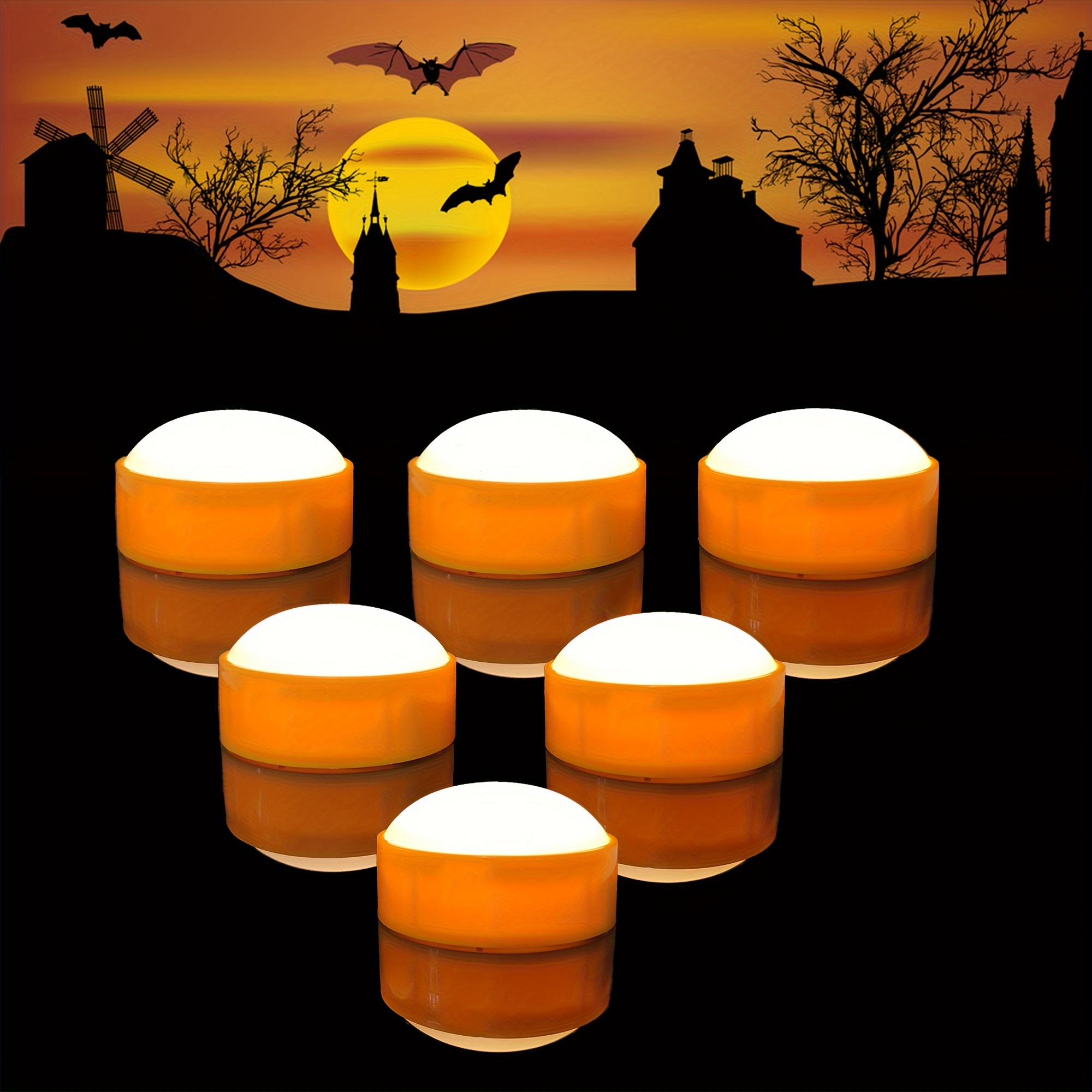 

6 Pcs Halloween Pumpkin Lights With Remote And Timer Battery Operated Led Decorative Bright Flickering Flameless Candle Set Bulk -o-lantern Décor Party Home Decorations Pumpkin ,