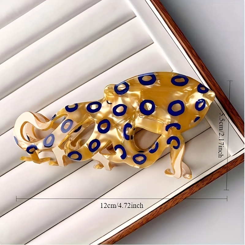 chic   octopus shaped acetic acid hair clip sleek golden     with blue accents fashionable hair accessory for women versatile hairpin for stylish updos and themed events hair accessories for Product details 0