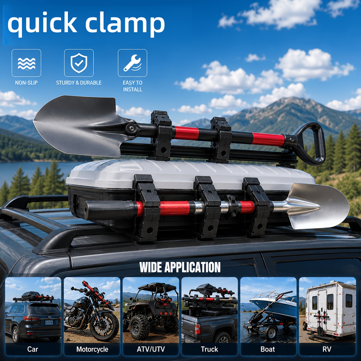 TEMU Heavy-duty Tool-mounted Quick-release Clamp With Lever Action - Suitable For Cars, Motorcycles, Trucks, Trailers, Rvs, & Atvs - Adjustable Lever