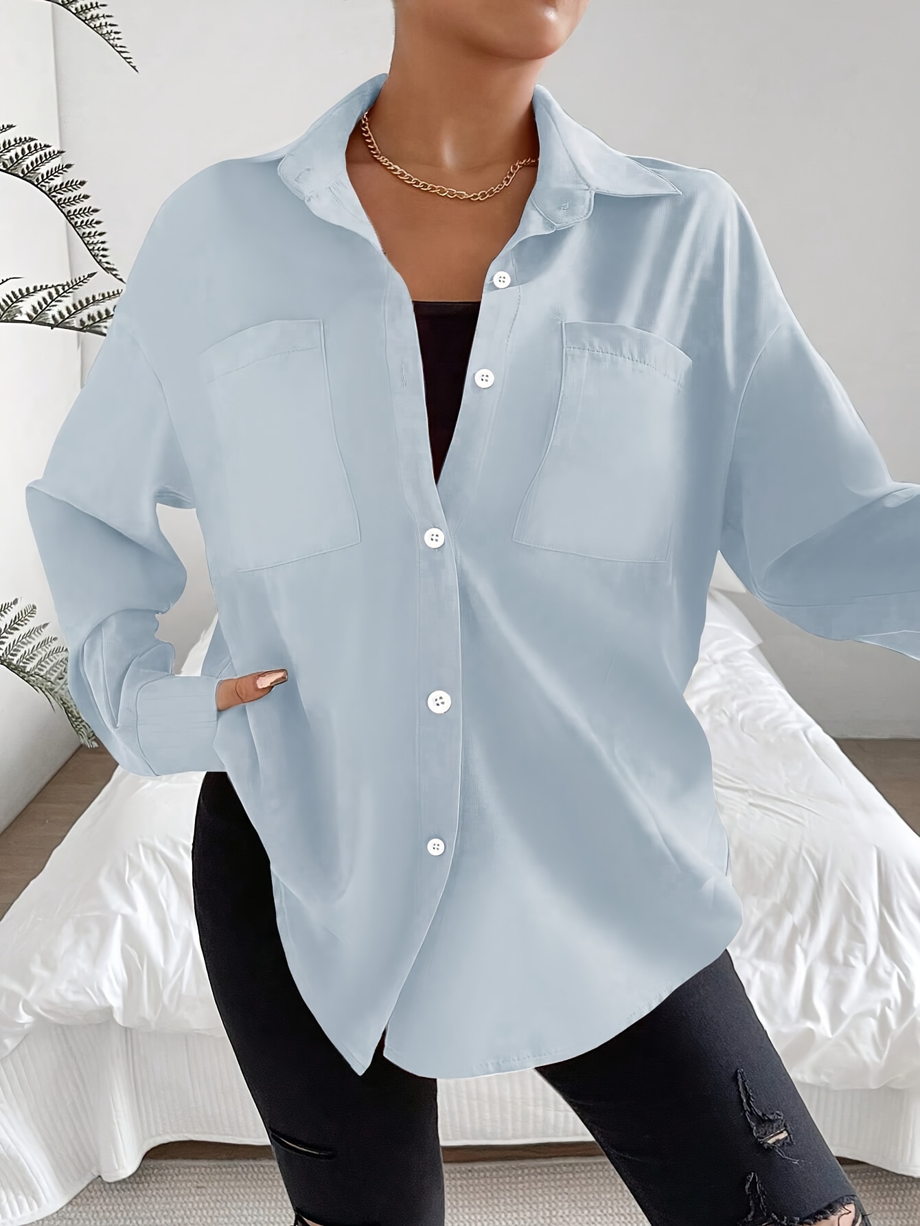 haut court à manches longues femme blouse Temu Mauritius