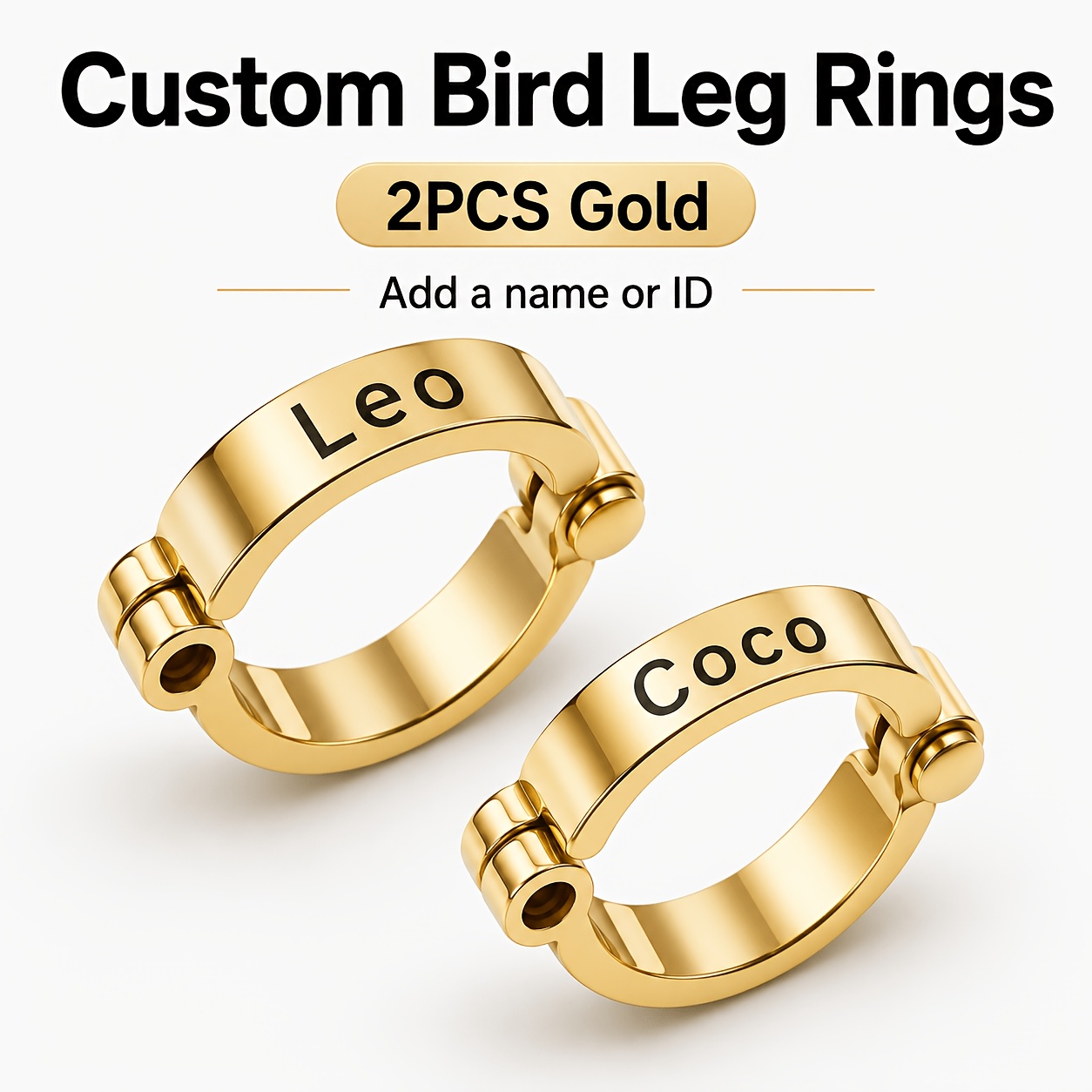 TEMU 2pcs Leg Rings, Customizable Name Or Number Content, Small Bird Rings (suitable For Small, Medium, Large Birds Training), Bird Training Tools,