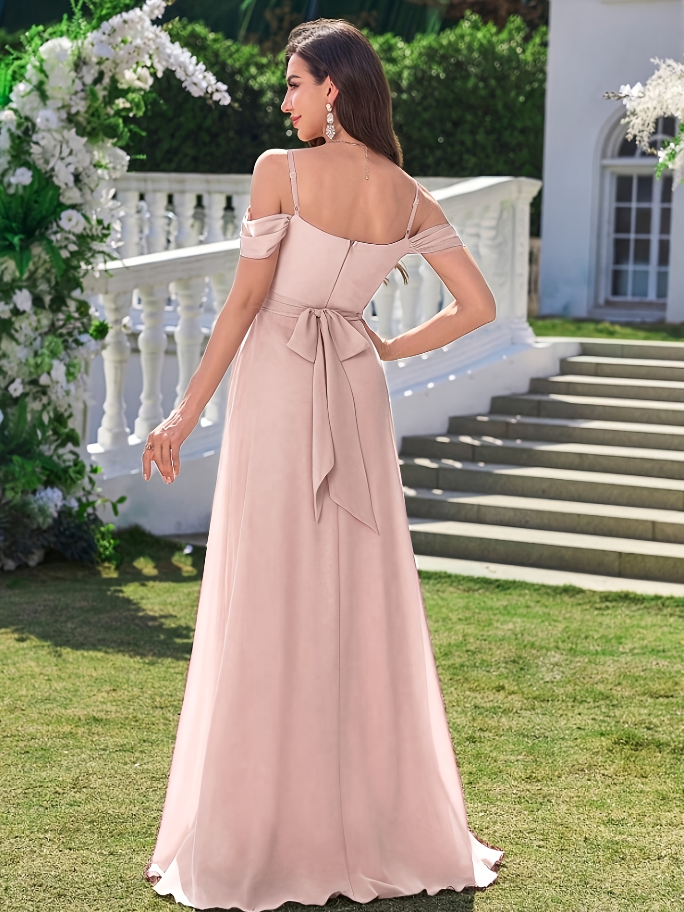 slim fit dress slacks Zapaka Women Cute Pink Graduation Dress A-Line Spaghetti Straps Lace-Up Back Engagement Party Dress, Pink / M