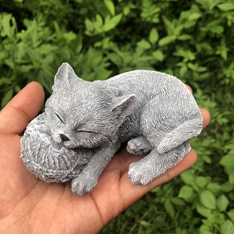 TEMU Yi Zhitan Cat Memorial Statue - Resin Pet Tombstone For Garden, Outdoor Animal Decor, Sympathy Gift For Loss Of Feline Friend, Cat Memorial Items