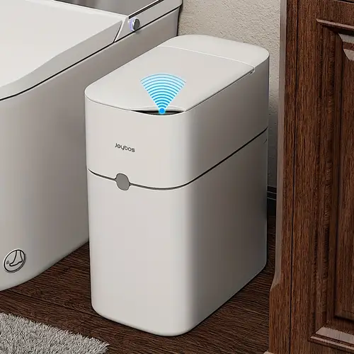 automatic motion sensor bathroom trash can with lid 3 72 gallon touchless trash plastic small white wastebasket for toilet office rv bedroom living room
