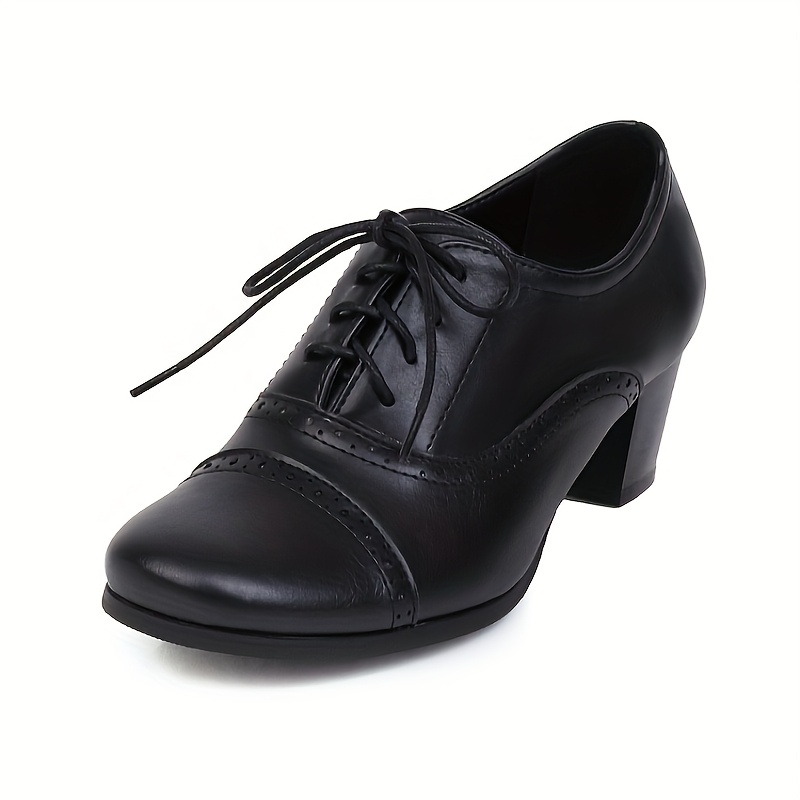 Women’s Chunky Lace Up Vintage Oxfords Dress Pumps
