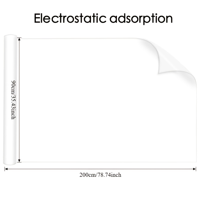 TEMU 1pc 78.74x35.43inch Electrostatic Re- Whiteboard Decal - No Adhesive Backing, Wall-safe - Ultra-thin And Portable - Removable Doodle And Message