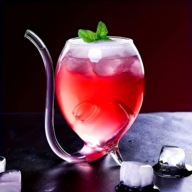 1pc Wine Glass, Creative Glass Cup, Wine Decanter Glass Mug with Built-in Straw for Juice, Ice Cream, Champagne, Party Supplies, Drinkware for Restaurants, Cafes, Bars, Cafe Accessories, Party Drinkware, Stylish Cup, Elegant Glassware, Durable Glassware, Highquality Glass, Multipurpose Glassware, Party Hosts, Home Entertainers