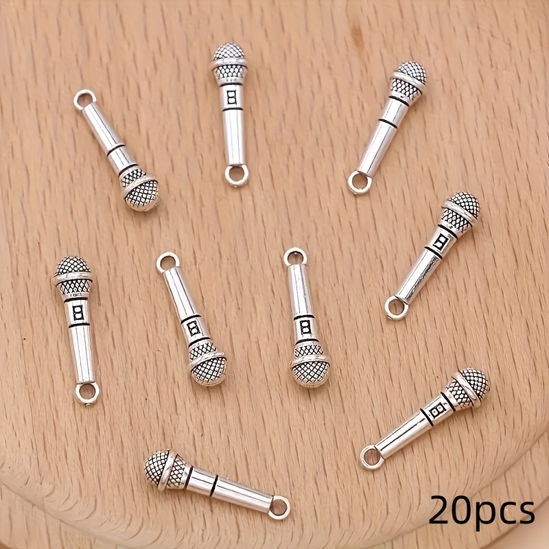 20pcs Of Creative Charm Microphone And Note Pendants, Alloy Additions For Unique Earrings, Bracelets, Necklaces, And Keychain Jewelry