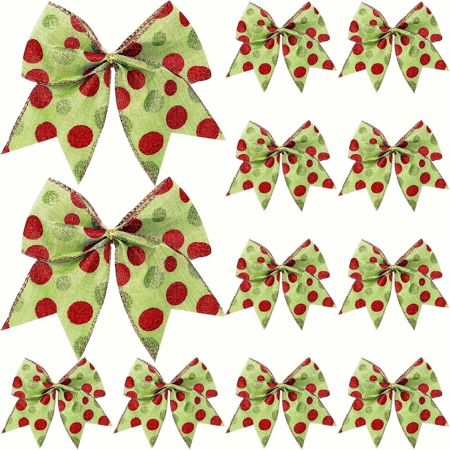 

6pcs Set Large Christmas Bows - 6-inch Red & Green, Wreaths, Trees, Garlands & Holiday Decorations