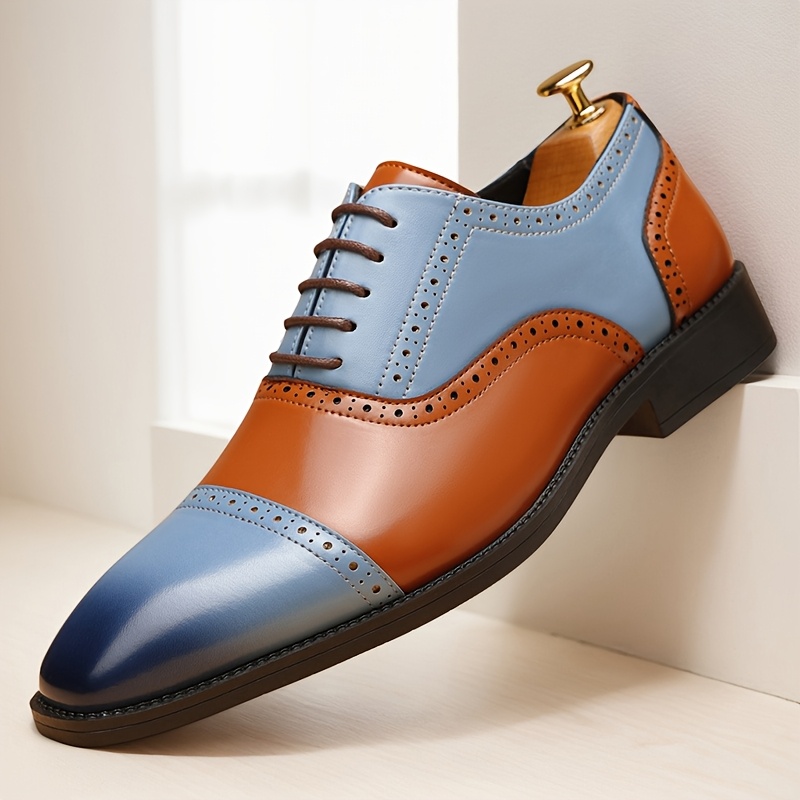 Mens Blue Two tone dress  shoe for men and boys retro design Mens Two Tone Dress Shoes | Prompt Shipping | Amali Shoes  main image 4