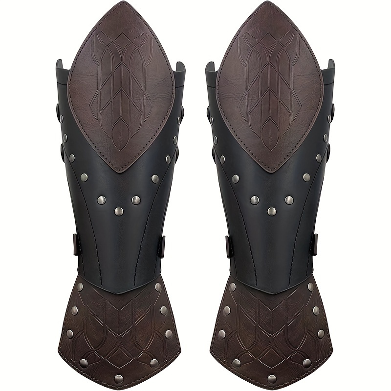 Two-pack Medieval Embossed Faux Leather Elf Arm Guards, Fantasy Role-playing Armor, Halloween Gloves