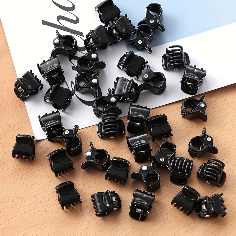 TEMU 10pcs / 20pcs Black Pure Cute Mini Hair Claw Clips For Women, Summer Bangs Clip Side Mini Grab Clips Short Hair Clips Top Clips Casual