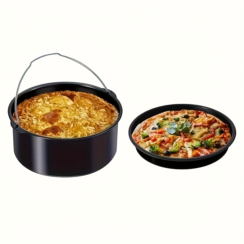 Produktbild von Universal-Luftfritteusen-Set Mit Pizza-Pfanne & Backform – Aus Stabilem Stahl, Antihaftbeschichtet