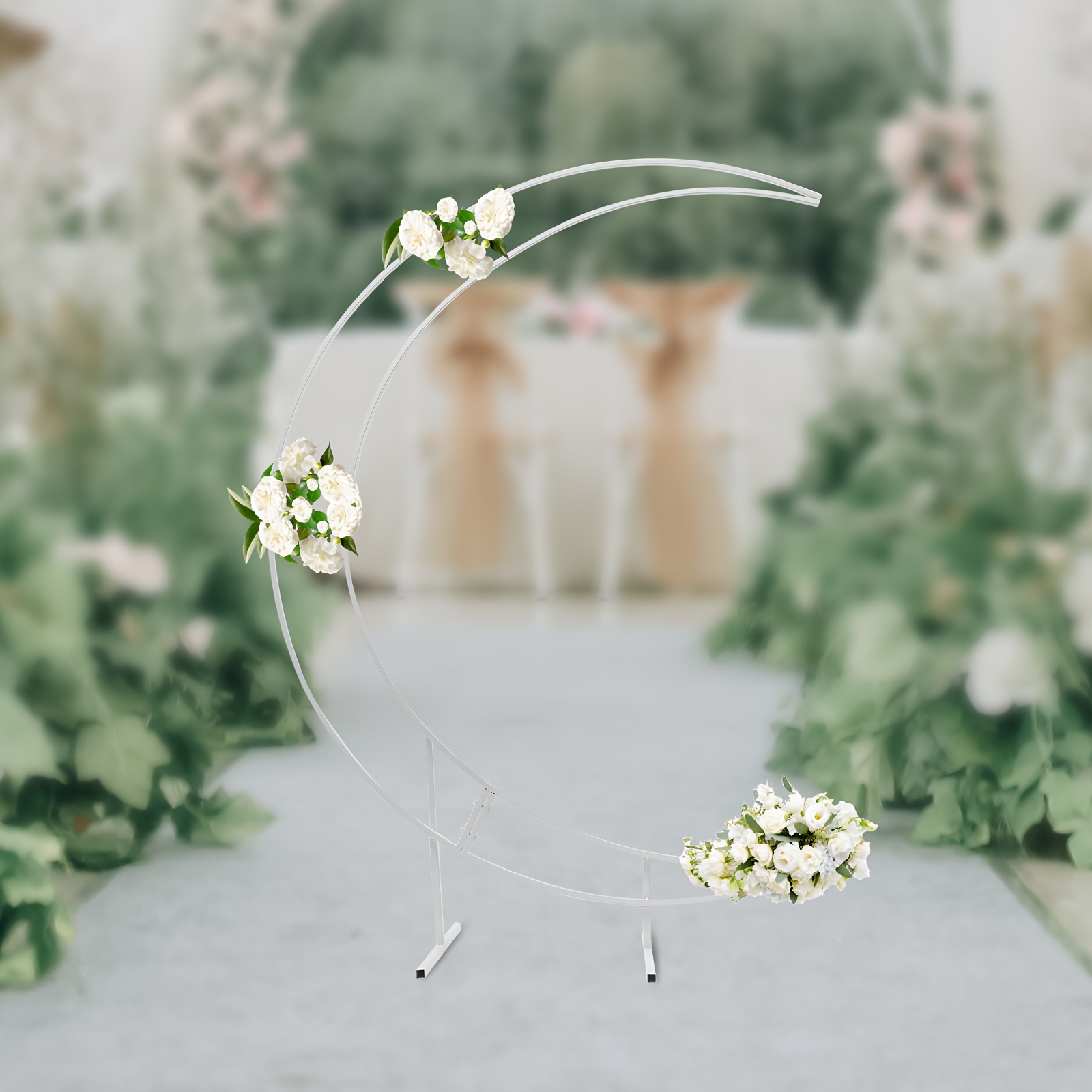 

7ft Moon Shaped Wedding Arch Stand Metal Crescent Curved Flower Balloon Frame Collapsible Arbor Stand With Simple Structure Exquisite Flower Stand For Weddings Birthday Parties