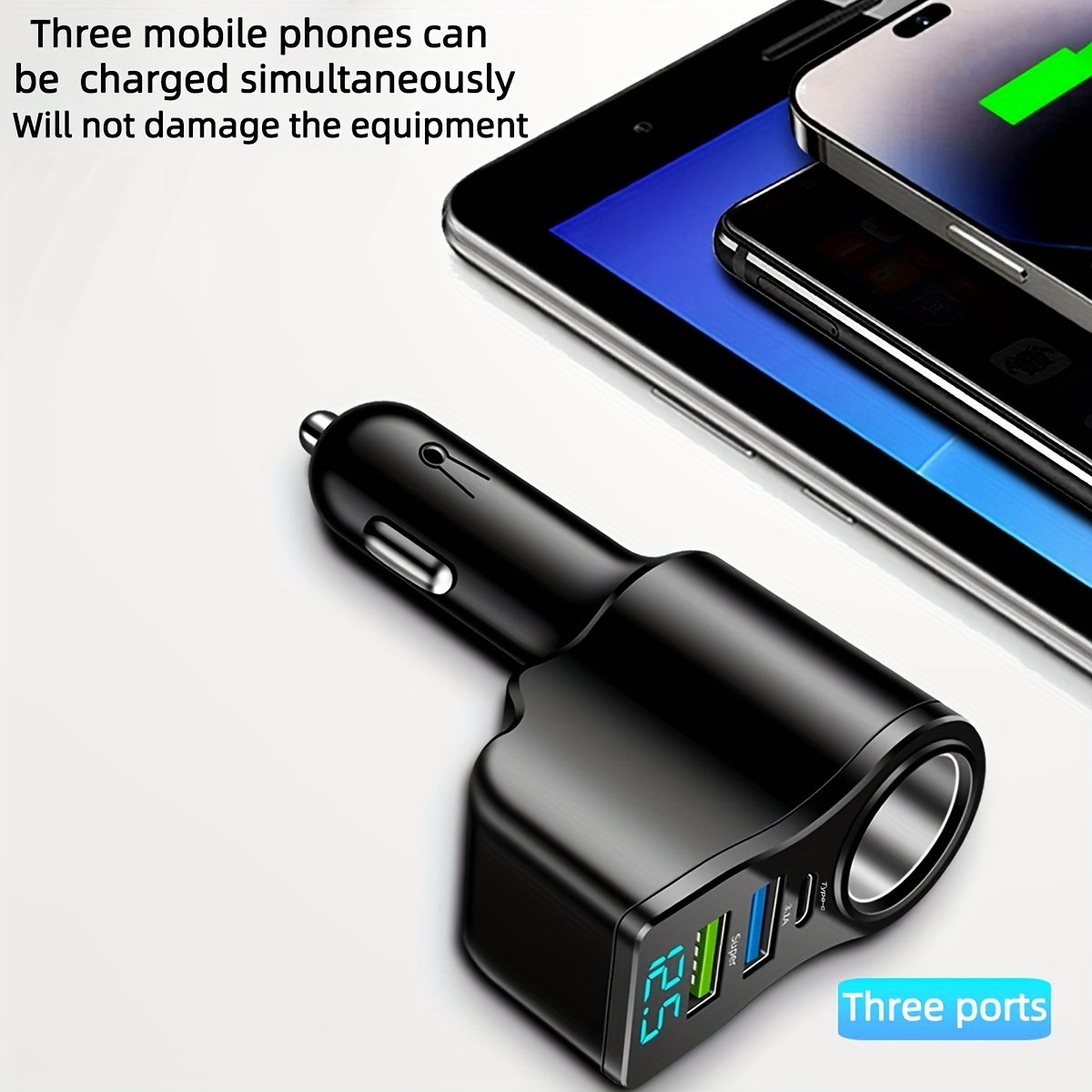 in car charger adapter dual usb output digital Temu Pakistan