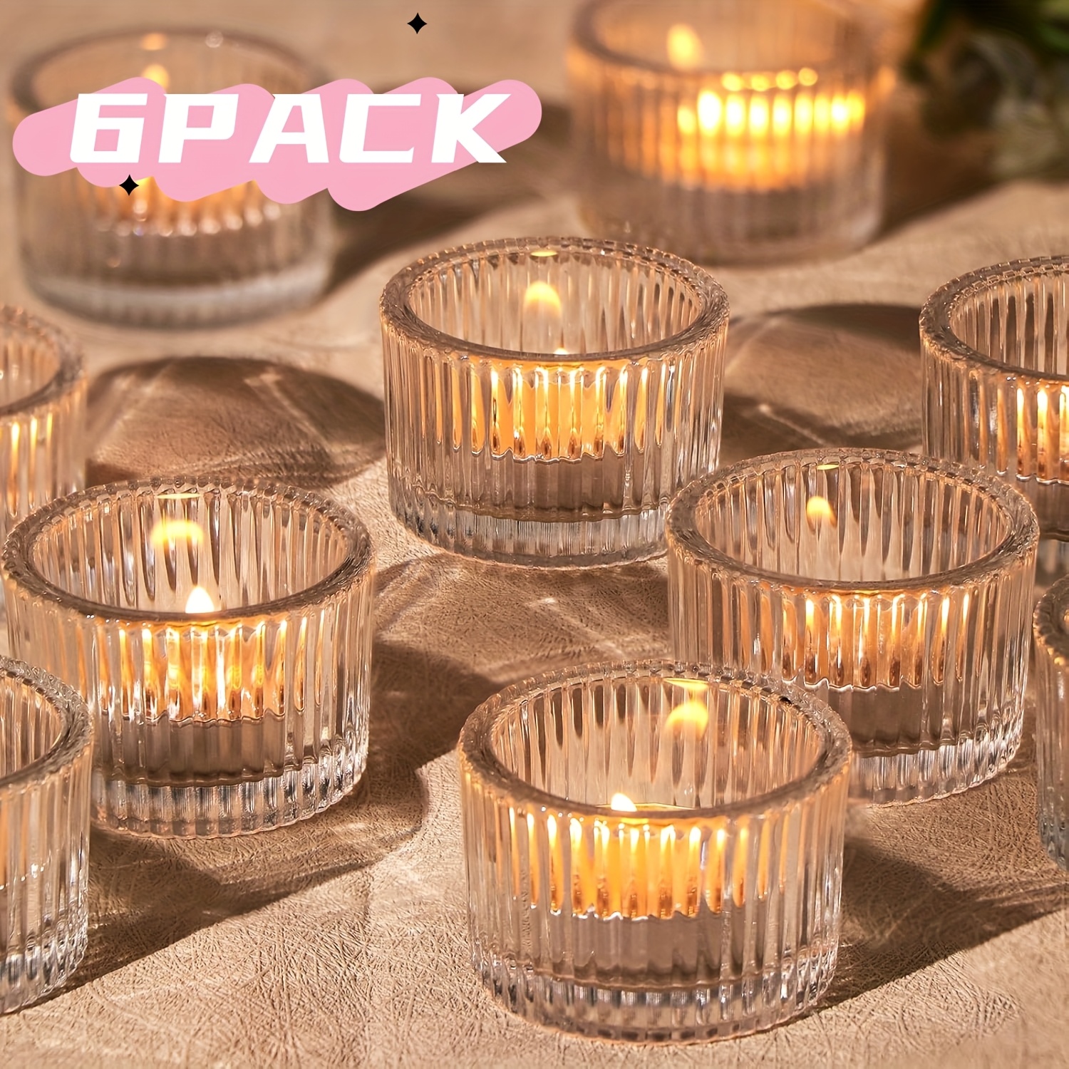 E-shop 6/12/24 Stück Transparente Teelampe Kerzenhalter, Glas Votivkerzengestell, Geeignet für Tischdekoration im Esszimmer, Heimdekoration und