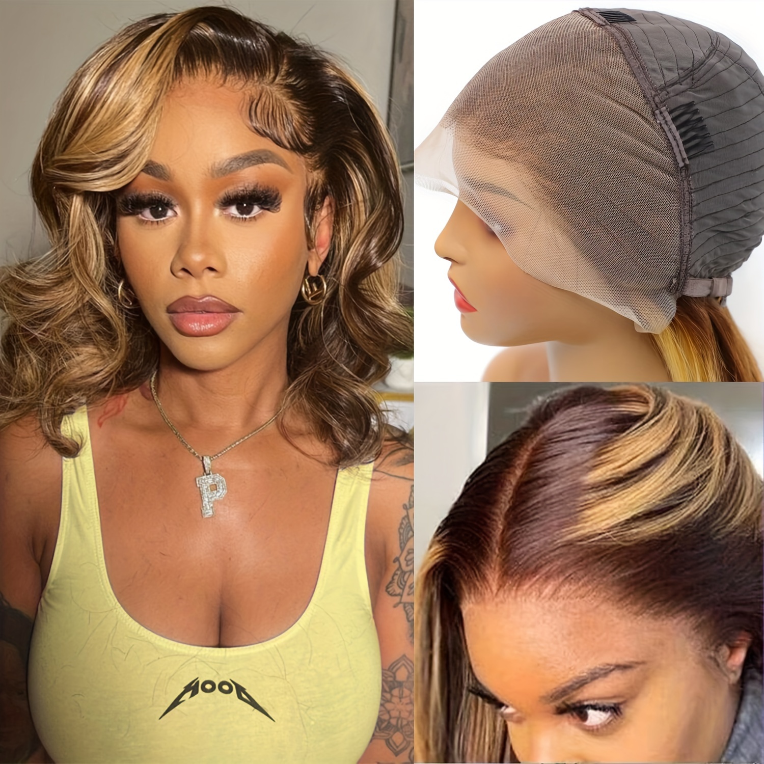 

Christmas Gift Bob Wig Human Hair 4/27 Highlight Ombre Honey Blonde Hd Lace Front Wig Human Hair 13x4 Body Wave Lace Front Wigs Human Hair Pre With Baby Hair 150% Density For Women Color Wig