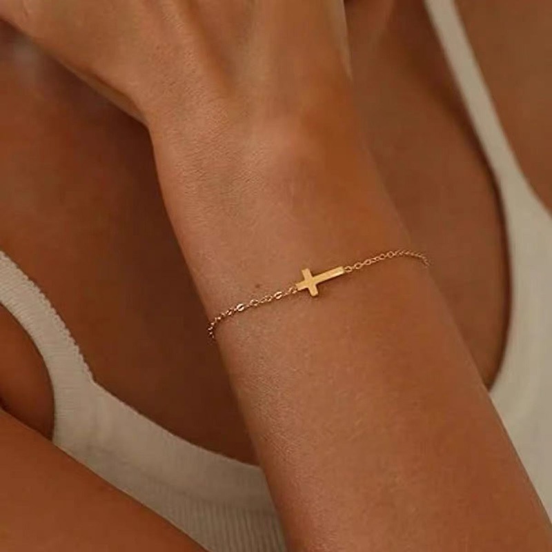 Vintage Boho Cross Bracelet - Copper-tone With Golden-tone Accents, Adjustable Chain For Daily Wear & Gifting, Everyday Accessory|minimalist Bracelet|durable Bracelet