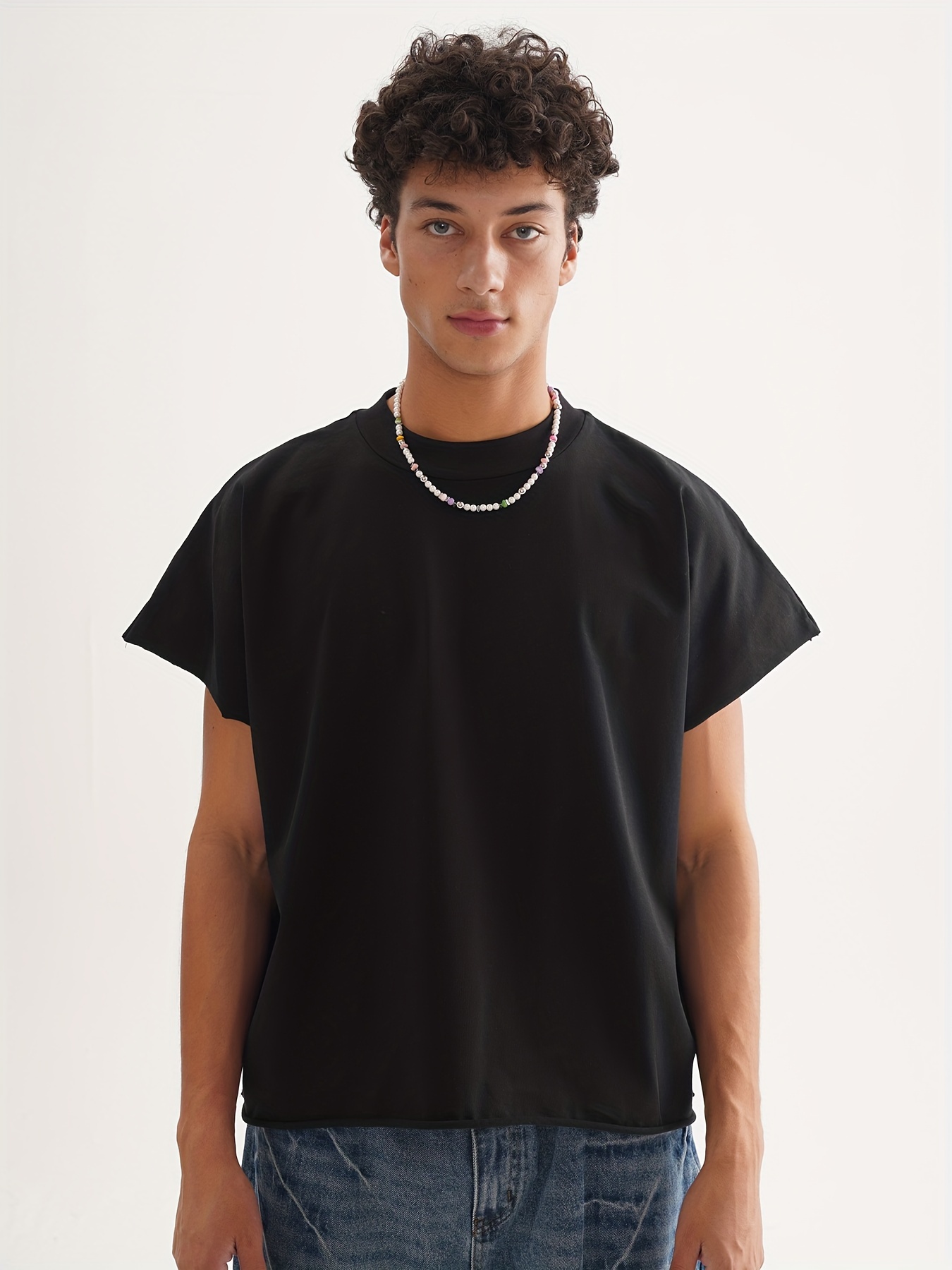 oversized cropped cotton t shirt men women relaxed fit short