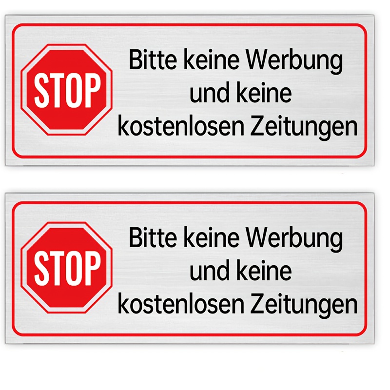 Image of German Signage, Aluminum Reminder Signs, German No Advertising Stickers, Self-adhesive, German: Stop, Please Do Not Post Advertisements, Aluminum, Please No Advertising Sign