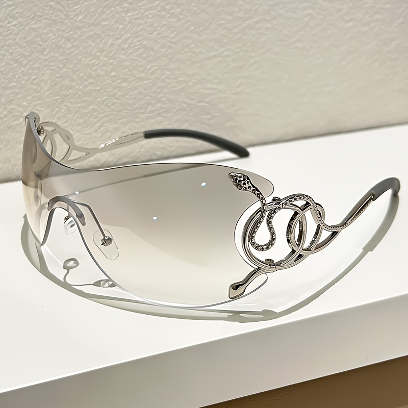 

1pc Y2k Style Glasses With Snake Pattern, Zinc Alloy Metal , , Anti-reflective, For And Climbing - Decorative Eyewear