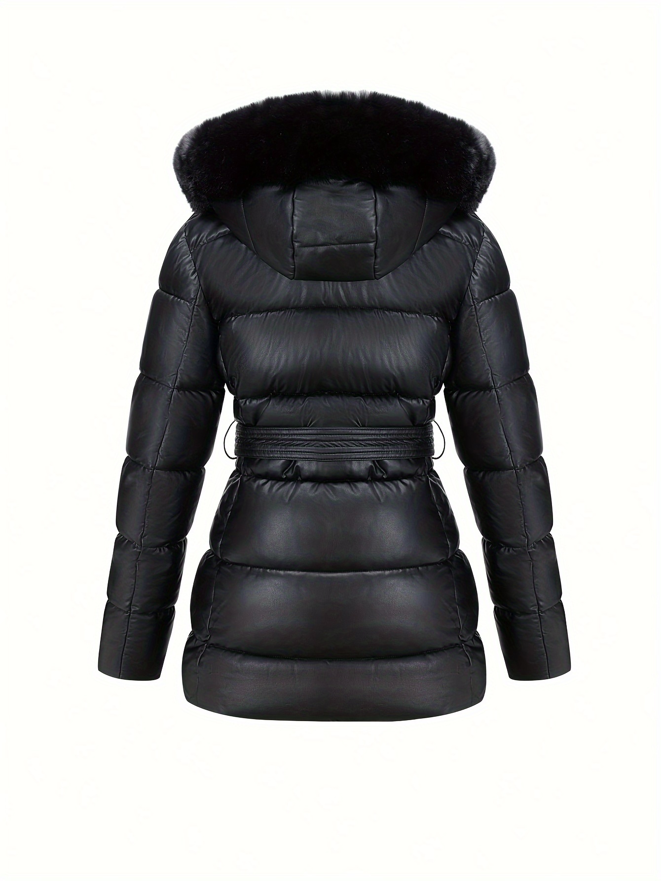 Elegante dames winterjas met faux fur capuchon - Lange mouwen