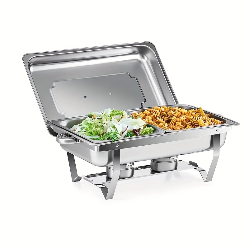 Image of 1 Set Stainless Steel Buffet Chafing Dish, Food Warmer Suitable For Parties, Buffets, Weddings, Banquets, And Catering Events, Chafing Dishes, For Cooking ( For Cooking)