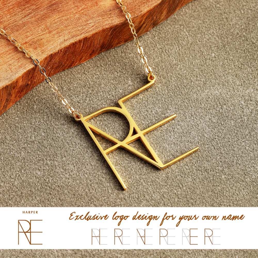 E-shop [Personalisiert] Benutzerdefiniertes personalisiertes Buchstaben-Kombinationen-Logo-Halsband, einzigartiges minimalistisches Design