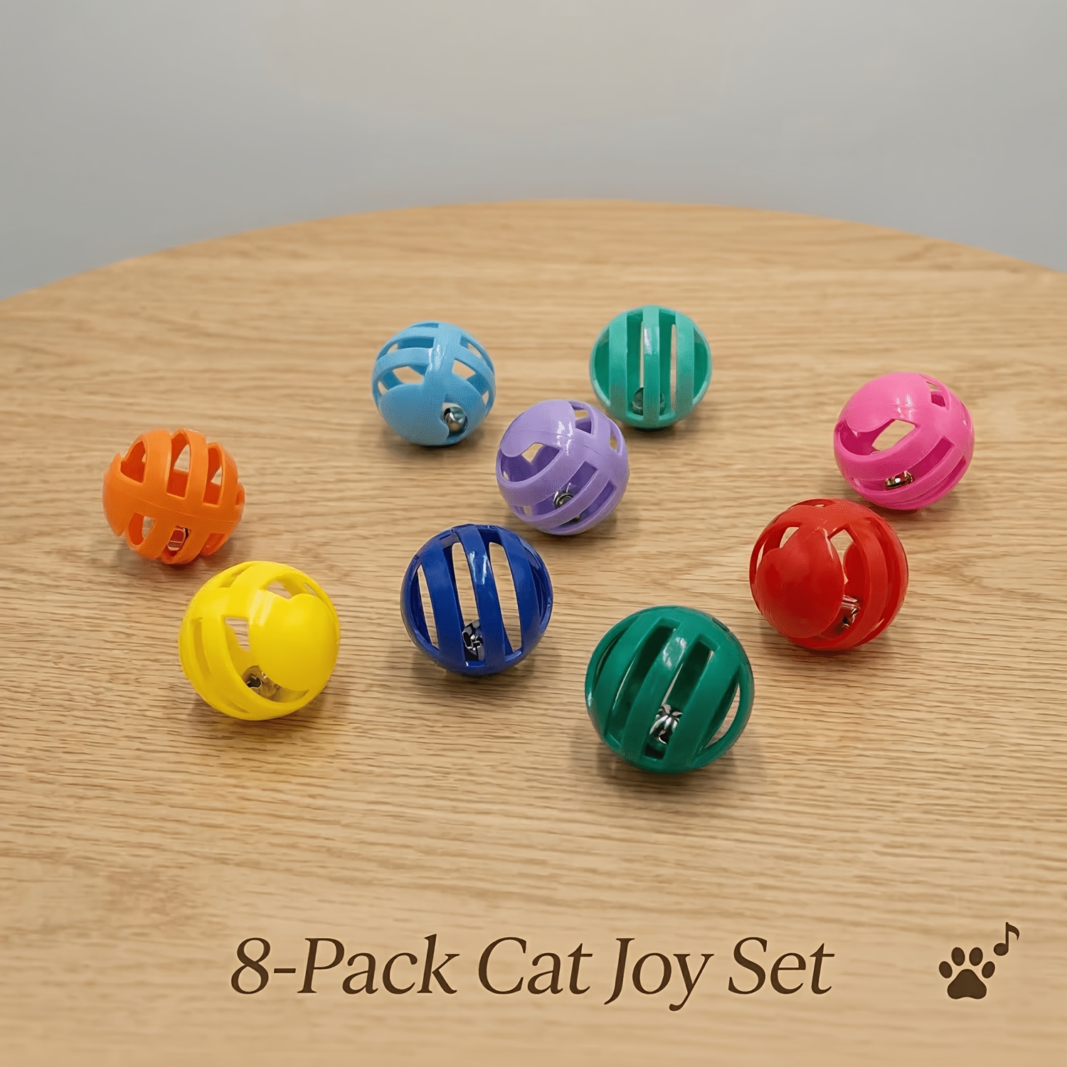 8-pack Cat Toy Bell Balls, Interactive Colorful Balls, Plastic For Cats And Kittens, Suitable For Indoor And Training, Durable, Self-entertainment, Random Colors