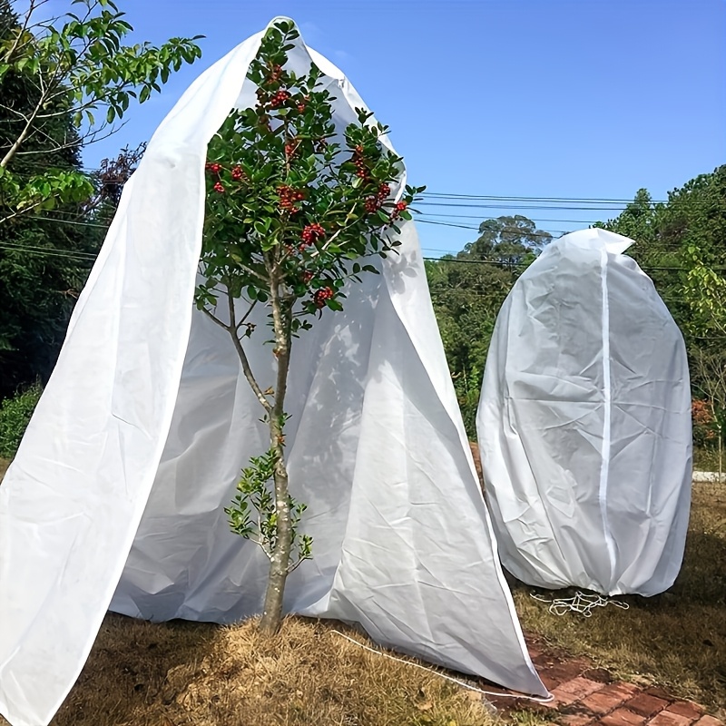1pc plant cover with drawstring zipper heavy duty ice   winter proof frost protection for trees shrubs bushes cold weather gardening patio