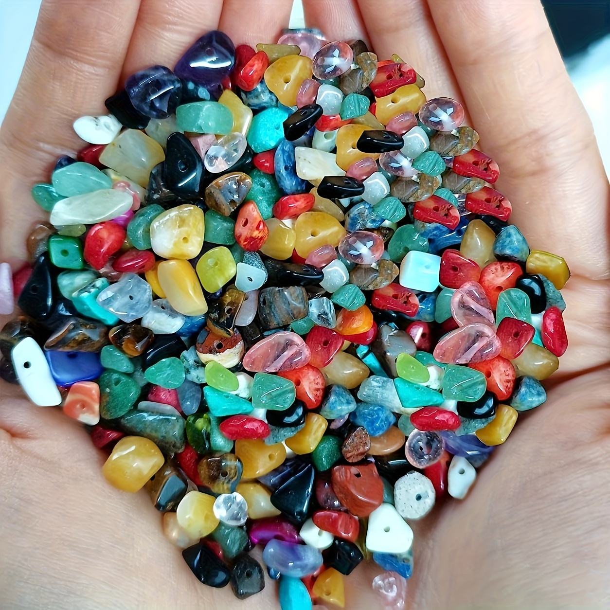 500pcs 5-8mm Natural Multicolor Irregular Gravel Loose Rock Beads With Drilled Holes For Diy Bracelet, Necklace, Earring Jewelry Making Craft Supplies Wholesale