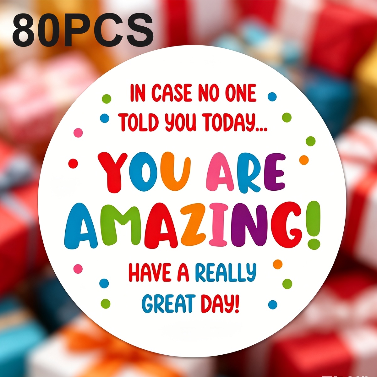 TEMU 80pcs Stickers, "" English Quote Stickers, Cute Polka Dot Border Stickers, An Gift Sticker For Family, , Neighbors, Employees, And Anyone ,