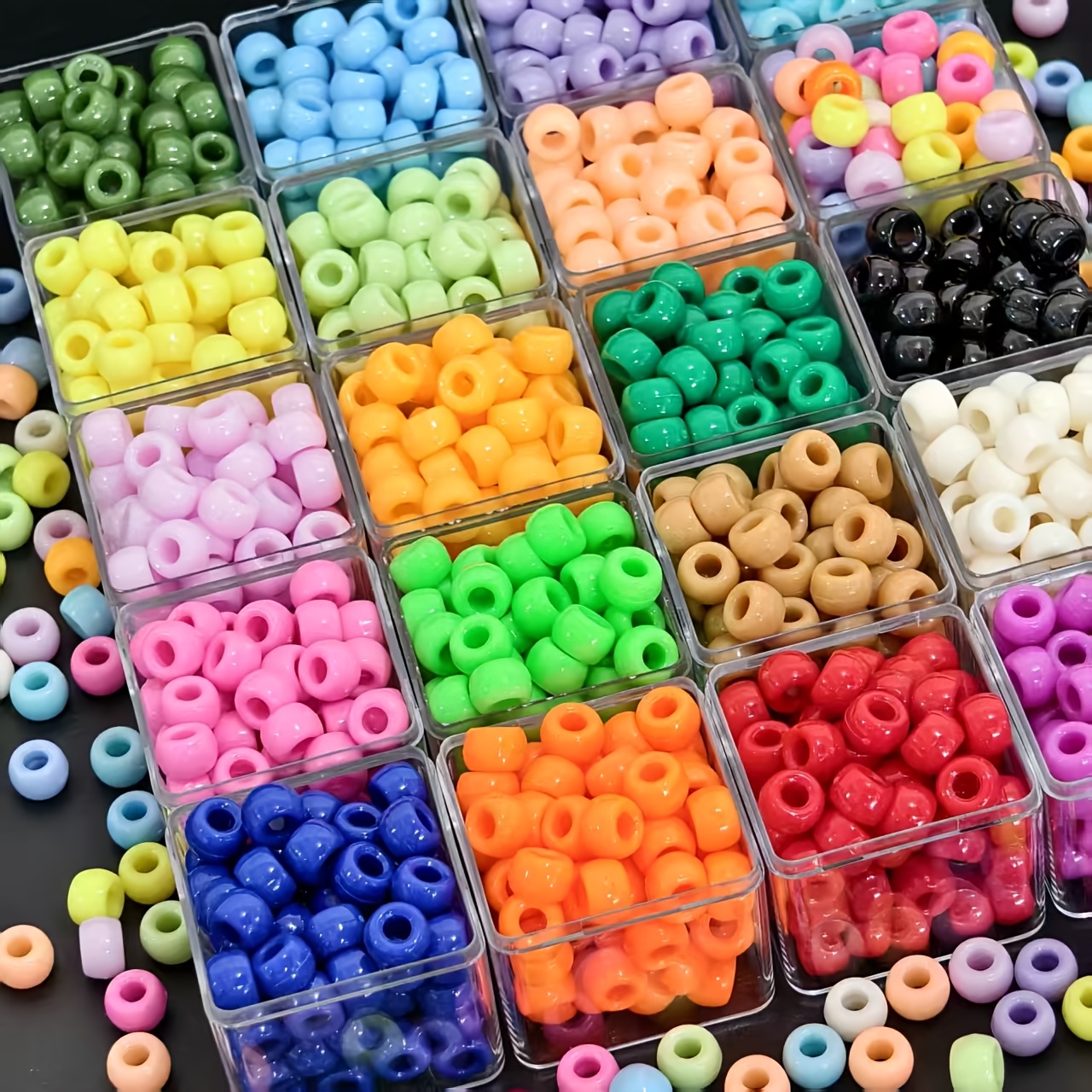 TEMU 116 piezas de cuentas acrílicas de 6x9 mm con agujero grande, 20 colores, cuentas de barril transparentes y coloridas, cuentas decorativas para