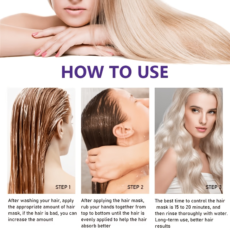 Image of Purple Hair Mask, Anti-brassiness Shampoo, , Detangles, Hydrates And Moisturizes, Smooth Hair Care, Suitable For Removing Brassiness And Yellow Tones