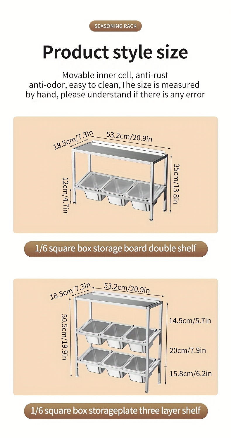 stainless steel 3 tier kitchen organizer with lids   spices fruits more   countertop storage solution details 4