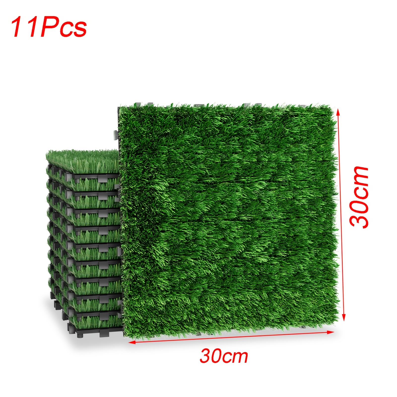 Image of Artificial Turf Lawn Carpet Lawn Tile Grass Mat Artificial Lawn Edging Plastic Grass Carpet Any Size 30 X 30 Cm Lawn Tiles Flooring For Balcony Terrace Soccer Field (11pcs 1 Sqm)
