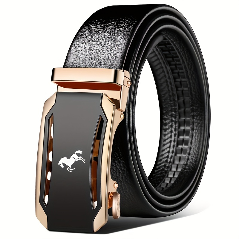 TEMU Men' Pattern Automatic Belt, Stylish Business Casual Waistband For Suits And Outdoor Wear, Ideal Gift