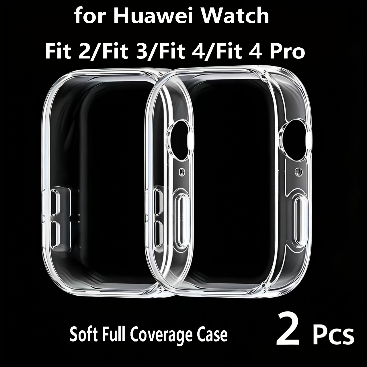 TEMU 2pcs Suitable For 2/3/4/4 Pro Case Compatible Smartwatch Cover, Soft Flexible Case With Protective Shell, Scratch-resistant Cover For Huawei