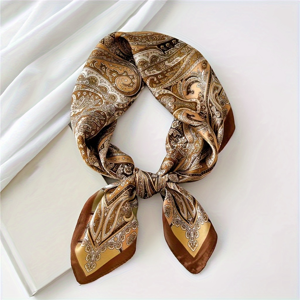 

27.56" British Style Print Square Scarf Thin Breathable Neck Scarf Casual Sunscreen Headscarf