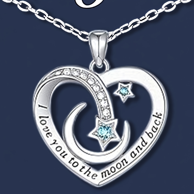

2pcs Necklace With Gift Card To Daughter Love Heart Stars Moon Pendant Necklace Thanksgiving Christmas New Year Gift Birthday Gift Party Jewelry