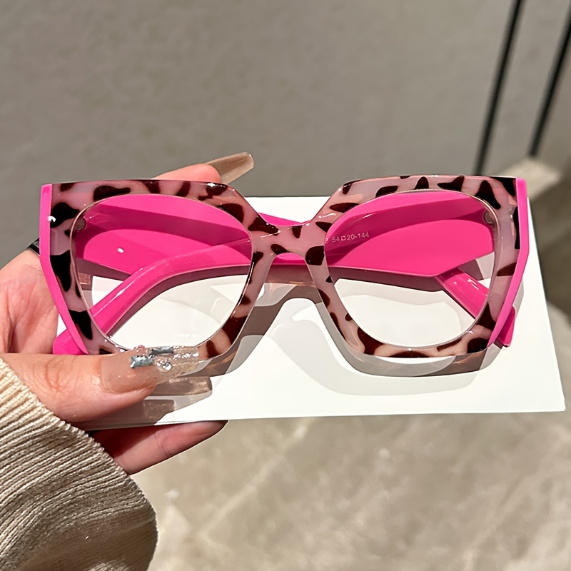 Cat Eye Leopard Sunglasses Women Color Pink Pink Cheetah Print Oversized Sun Glasses Cat Eye Sunglasses  main image 3