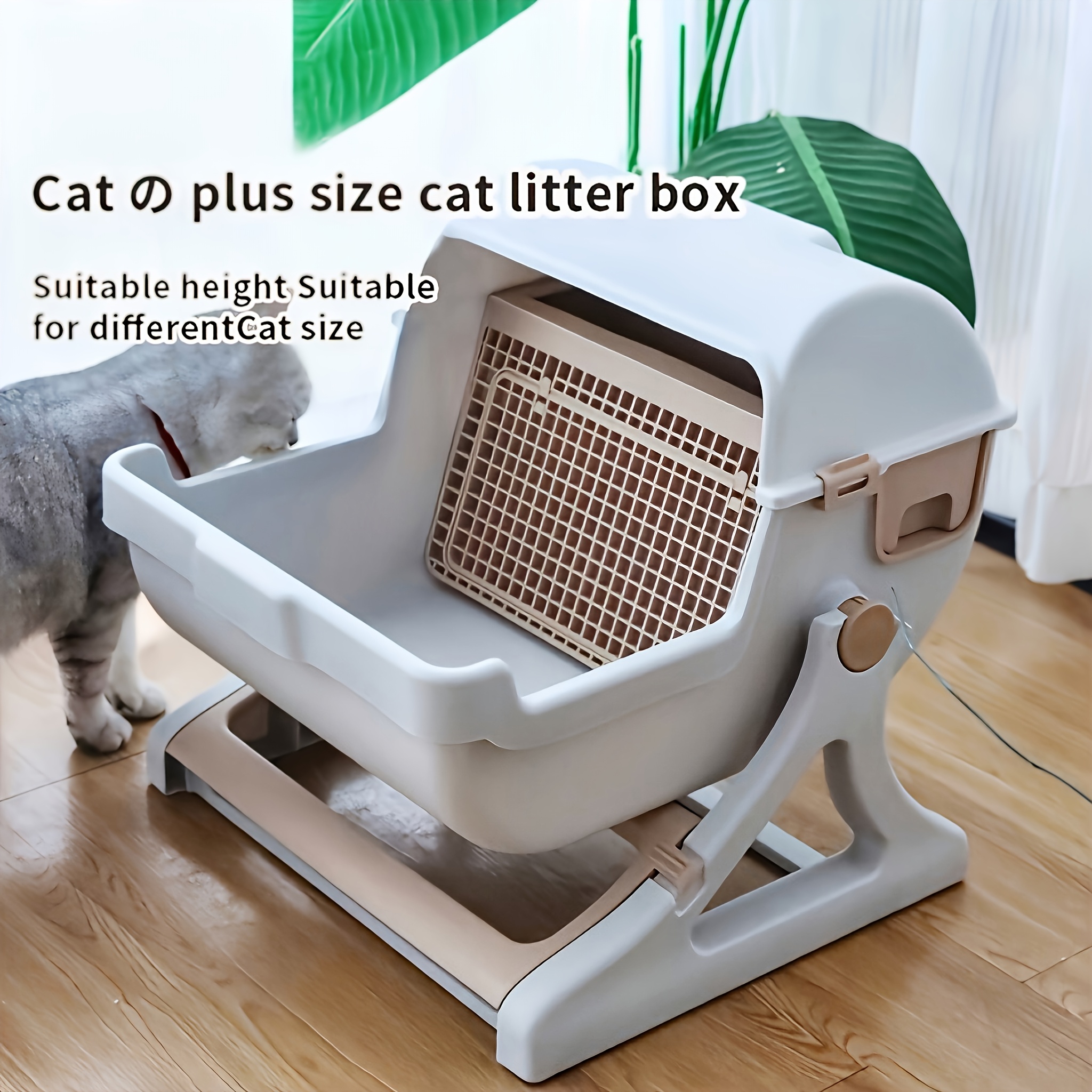 Image of Easy-to-clean Semi-automatic Litter Box Arrives, No Battery Required, To Operate. Made Of Durable Abs Material, Sturdy And Resistant To Wear, Easily To Shoveling Troubles