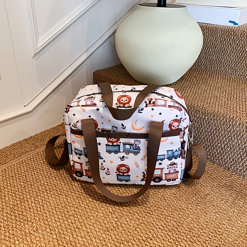 TEMU Bolsa de Nylon Personalizada con y Mensaje, Diseños Divertidos: León Cartoonónico - Dinosaure & Mono; Cierre en Zipper – Estilo Casual para